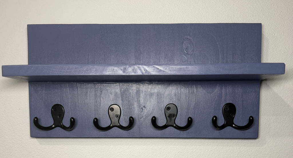 Entryway Shelf with Hooks — Blue