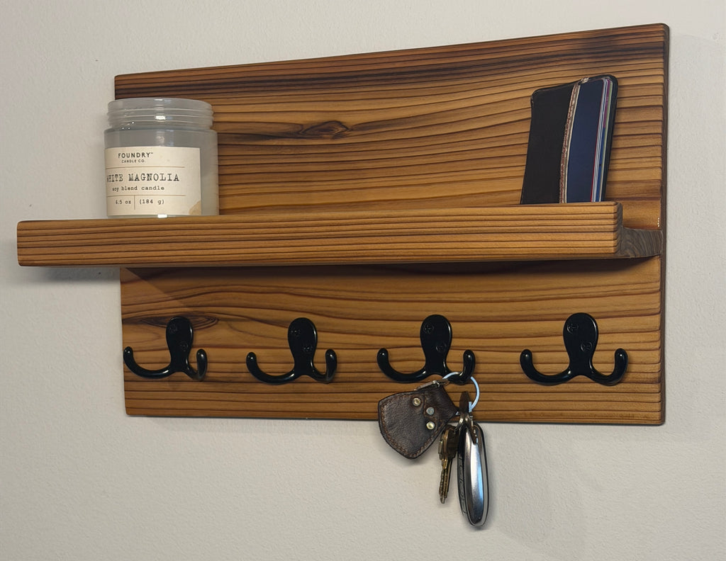 Entryway Shelf with Hooks — Cedar