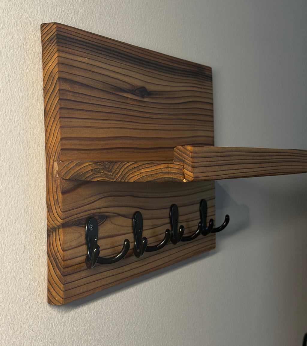 Entryway Shelf with Hooks — Cedar